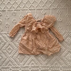 Adorable Tan Long Sleeve Baby Dress